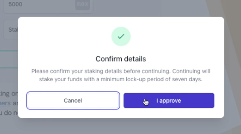 Confirmation Dialog, to inform about minimum lock-up period seven days
