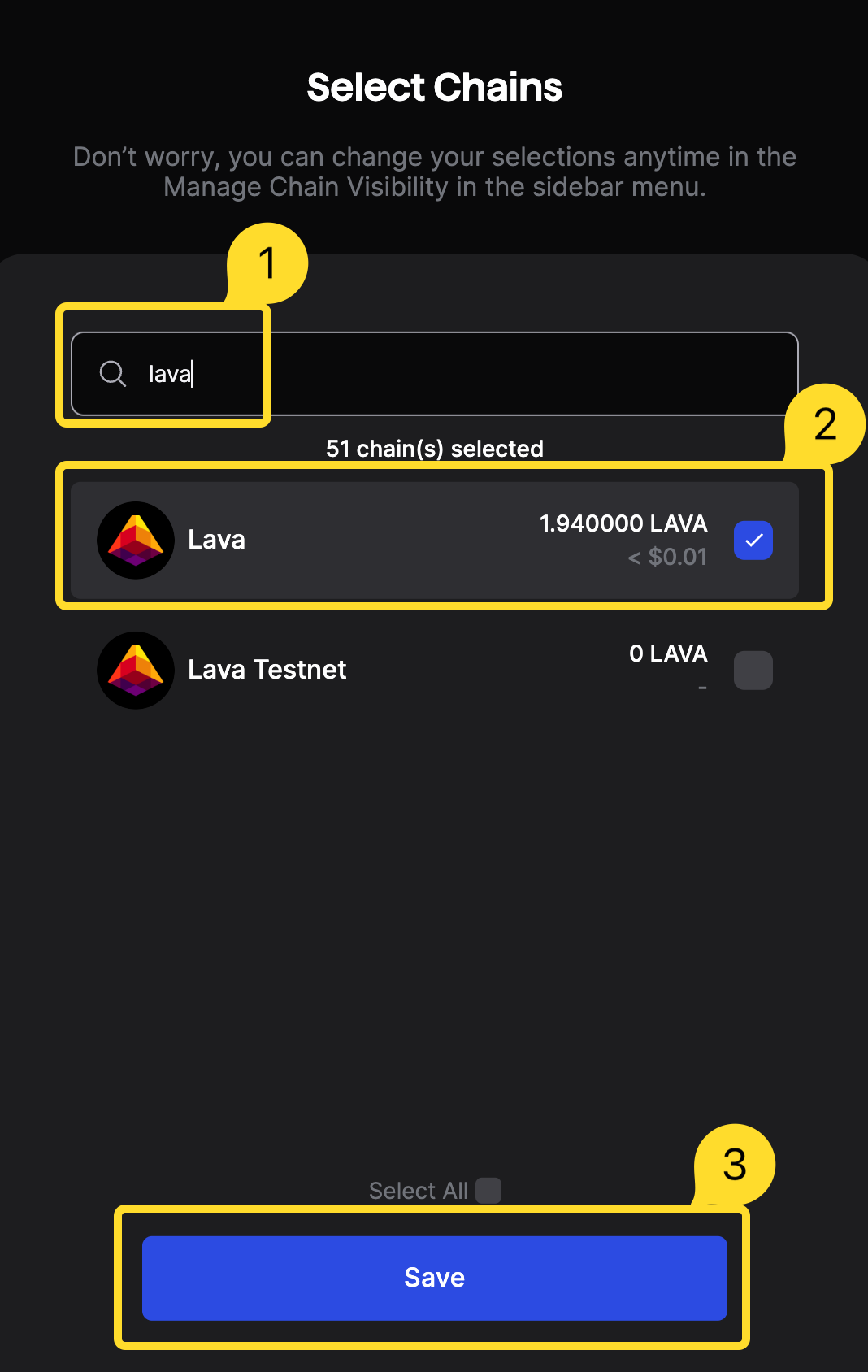 Add Lava Mainnet into the available/visible blockchain networks on Keplr