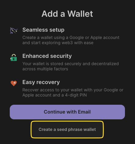 Create a new seed phrase wallet with Phantom