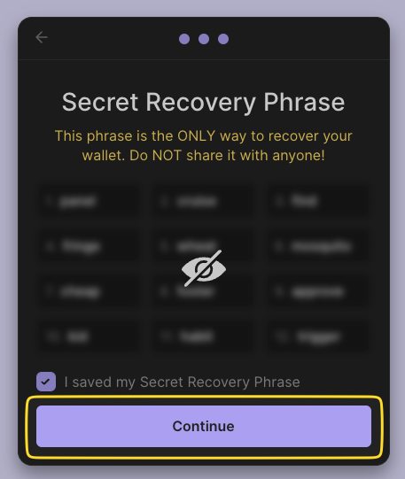 Securely store secret recovery phrase for Phantom wallet