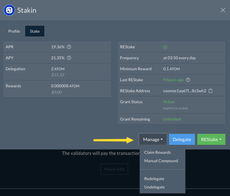 Manage your REStake